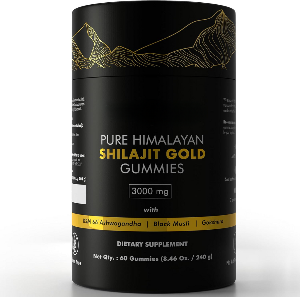 Pure Himalayan Shilajit Gummies, Bio Energie-Booster, Stressabbau, Ashwagandha