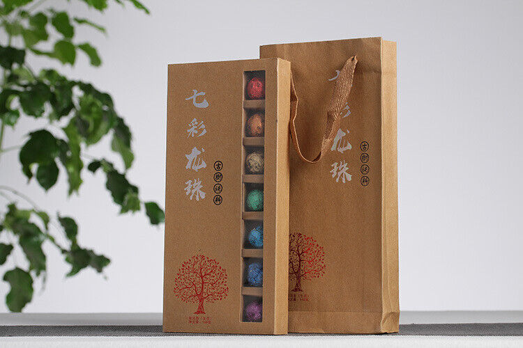 HelloYoung 21pcs Yunnan Pu'er Tea Colorful Dragon Pearl Handmade Dragon Pearl Pu'er Raw Tea