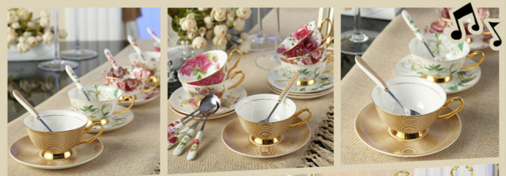 Teacup Tea set Tea Cup Flower Bird Ceramic Tea Cup Saucer Spoon Set Coffee Cup