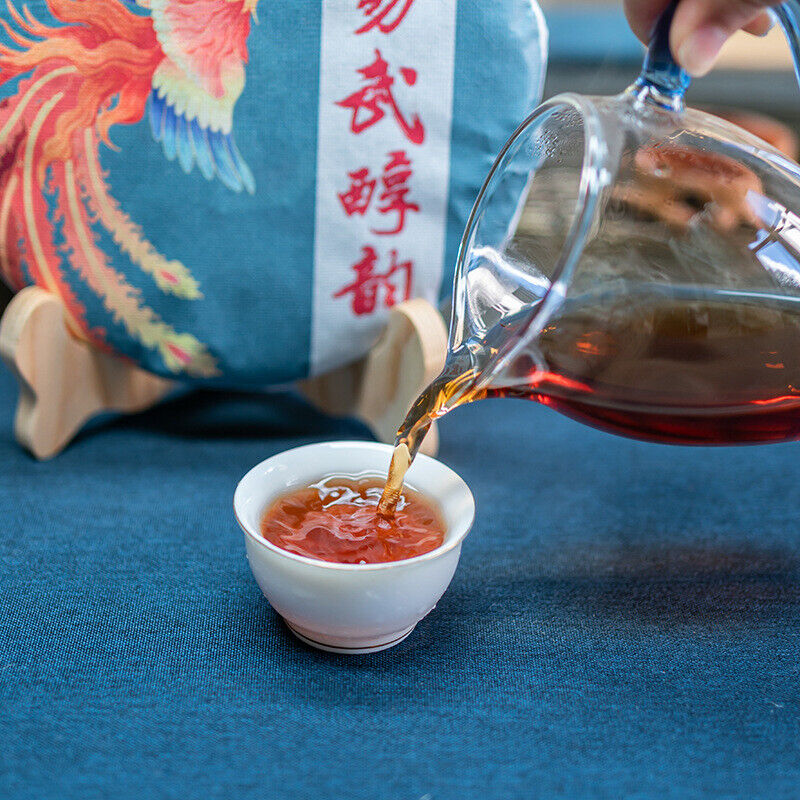 HelloYoung 357G Yunnan Yiwu Mellow Rhythm Pu'er Seven Cakes Ancient Tree Aged Ripe Puer Tea