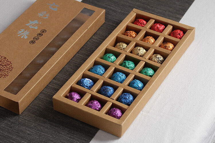 HelloYoung 21pcs Yunnan Pu'er Tea Colorful Dragon Pearl Handmade Dragon Pearl Pu'er Raw Tea