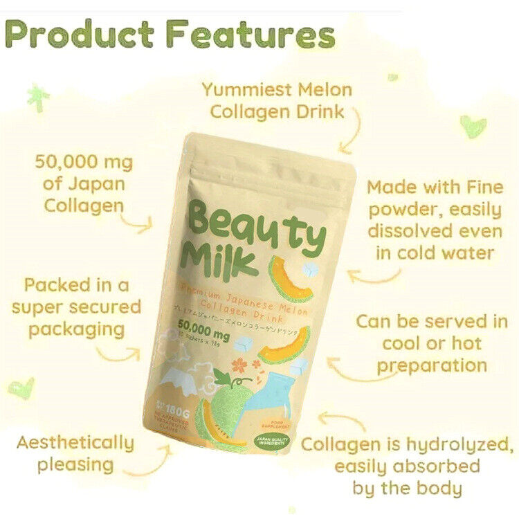 Natural Cantaloupe Powder Beauty Milk Collagen Powder Solid Drink 180g/bag