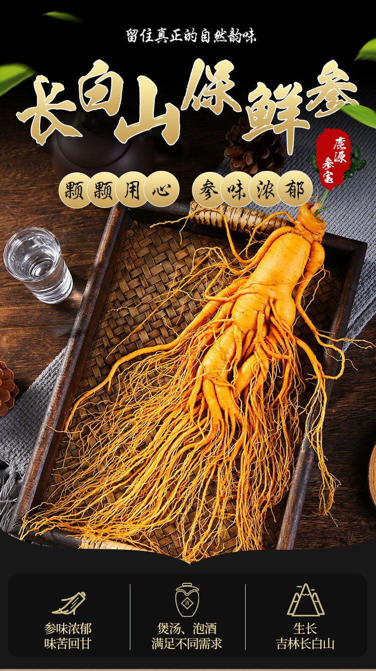 9-Year-Old Fresh Preserved Ginseng Root 1pc Large Size Changbai Mountain