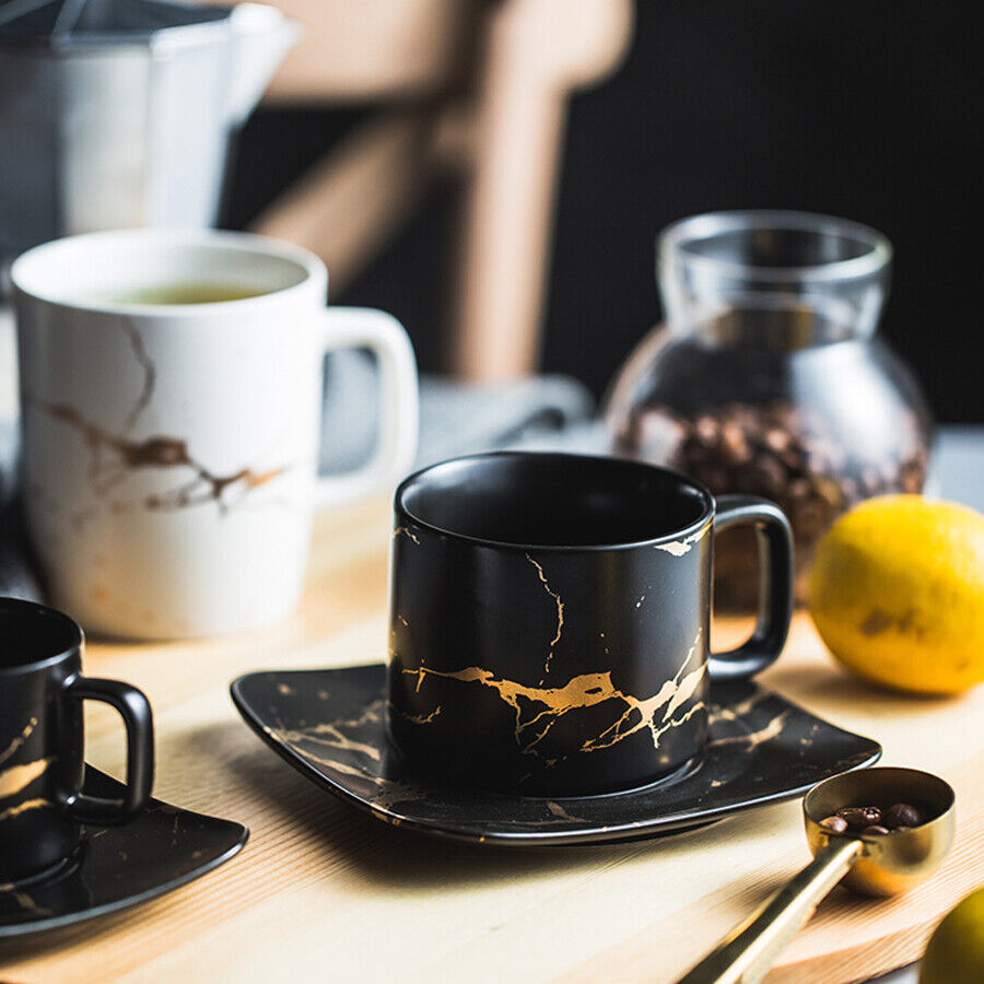 Water Cup Ceramic Tea Cup Saucer Set Porcelain Tea Cup Set Black Coffee Cup Set