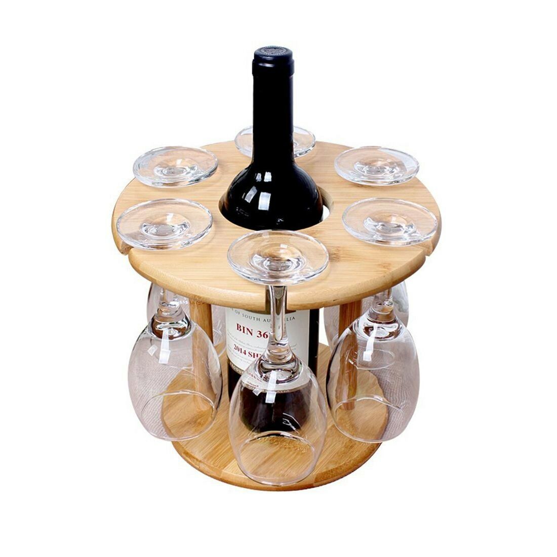 Wine Bottle Glass Holder Bamboo Tabletop Wine Drying Racks Camping For 6 Glass