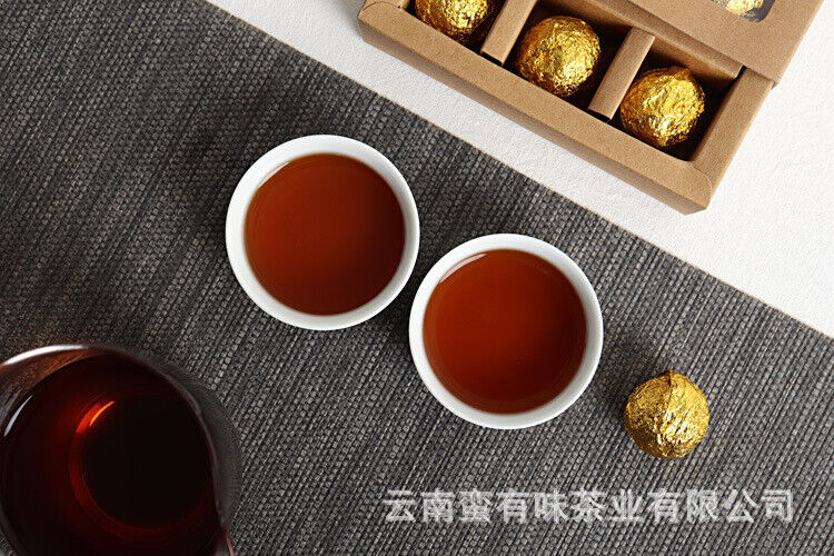 HelloYoung Yunnan Pu'er Tea 18pcs (Golden Tin) Menghai Golden Buds Ripe Tea Dragon Pearl