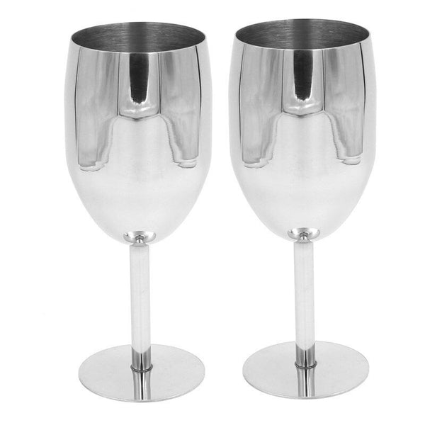 2Pcs Champagne Cocktail Drinkware Stainless Steel Wine Glasses Bar Wine Alcohol