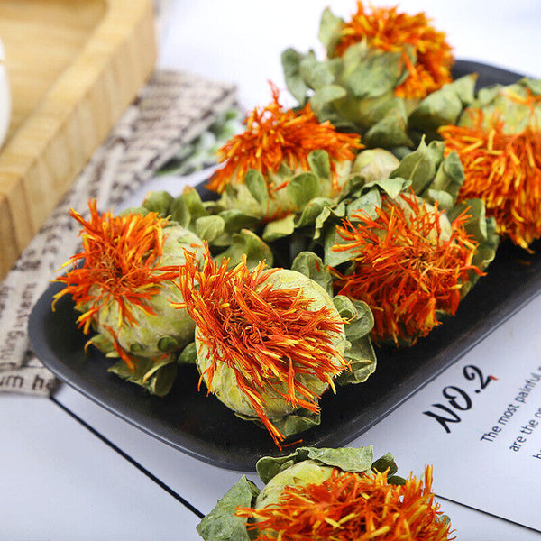 Straw Saffron Heads Straw Saffron Orange Pineapple Dried Flowers 500g