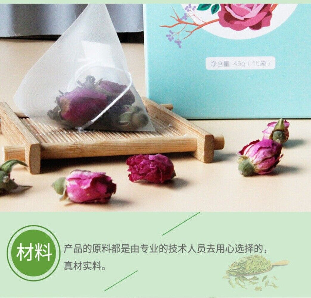 15 Bags Rose Pu'er Tea Chinese Pu-erh Black Tea Triangle Tea Bags