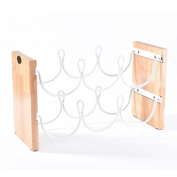 Solid Wood Double Layer Red Wine Rack Wrought Iron Decoration New Bottle Holder