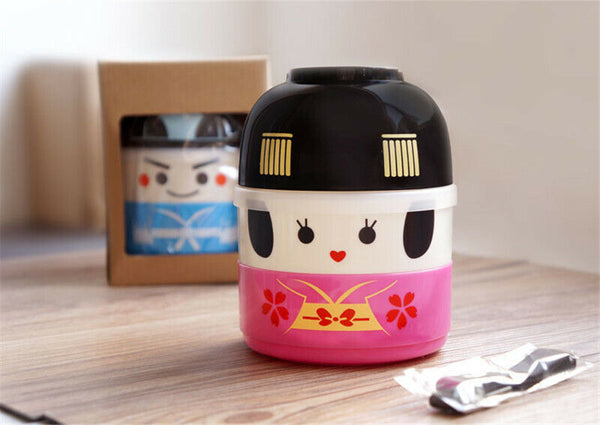 Japanese-style Cartoon Bento Box Round Plastic Lunchbox Microwaveable Tableware