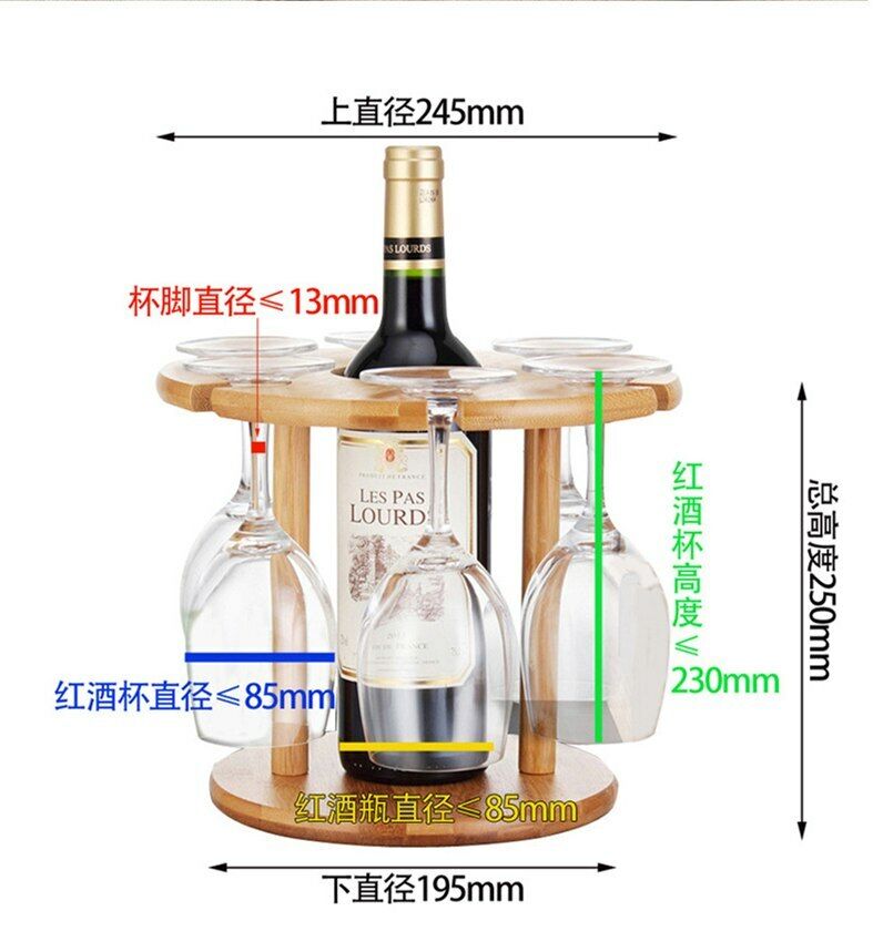 Wine Bottle Glass Holder Bamboo Tabletop Wine Drying Racks Camping For 6 Glass
