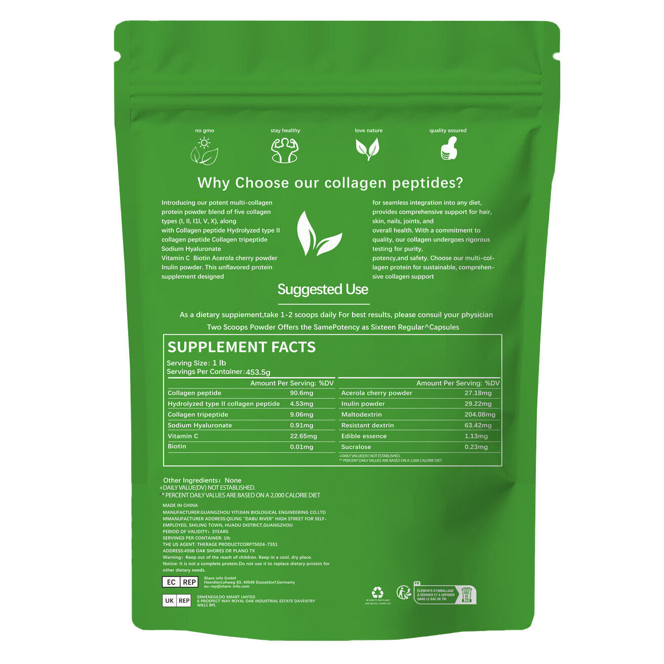 Premium Collagen Supplement 1lb(454g) New Multi Collagen Powder