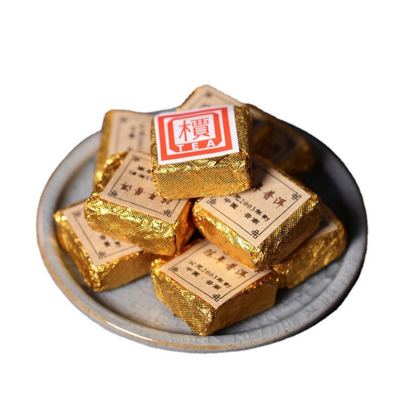 500gYunnan Puerh Tea 2003 Small Golden Brick Mini Tuo 檟 Square Brick