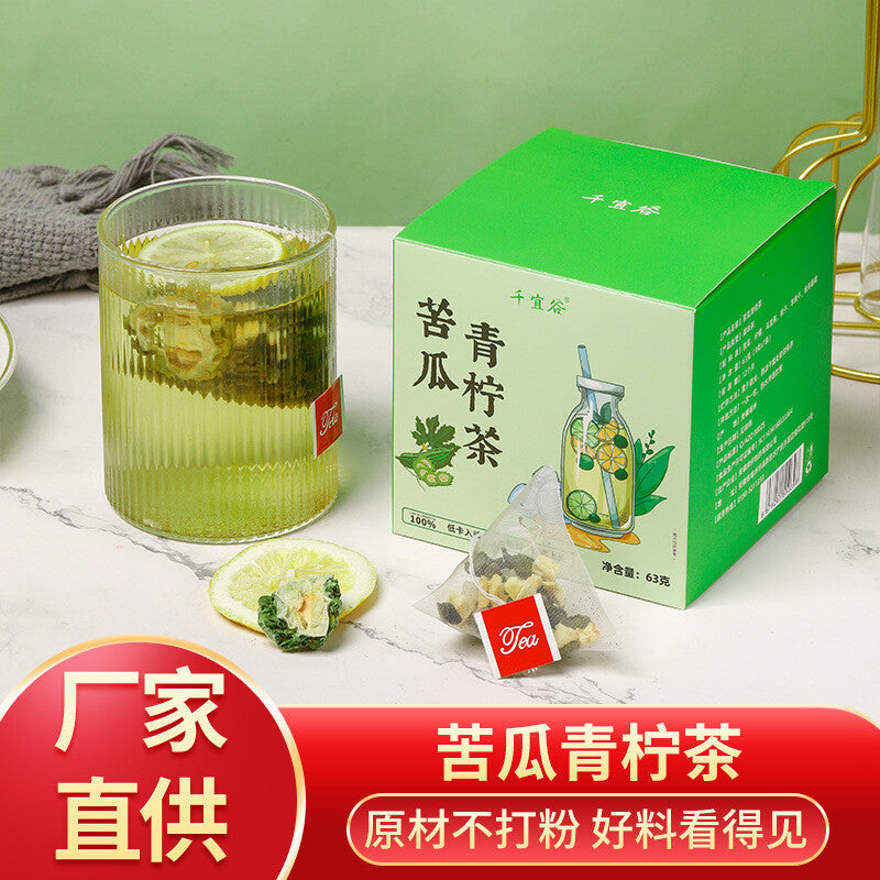 Summer Fresh and Healthy Fruit Tea Triangle Bag Tea Bitter Melon and Lime Tea Secondary image