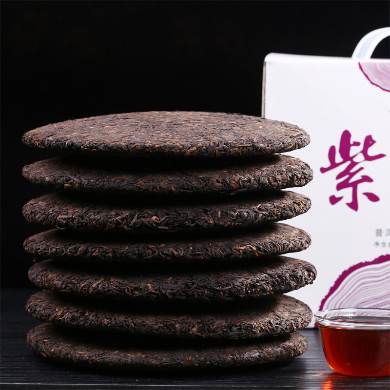 Puerh Ripe Tea Menghai Purple Bud Puerh Tea Aged Purple Bud Seven Cakes 357g Secondary image