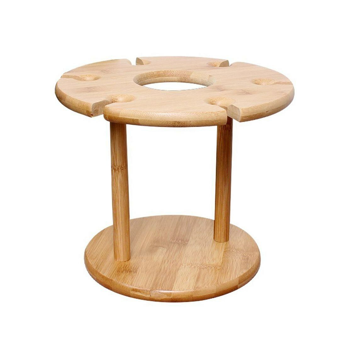 Wine Bottle Glass Holder Bamboo Tabletop Wine Drying Racks Camping For 6 Glass