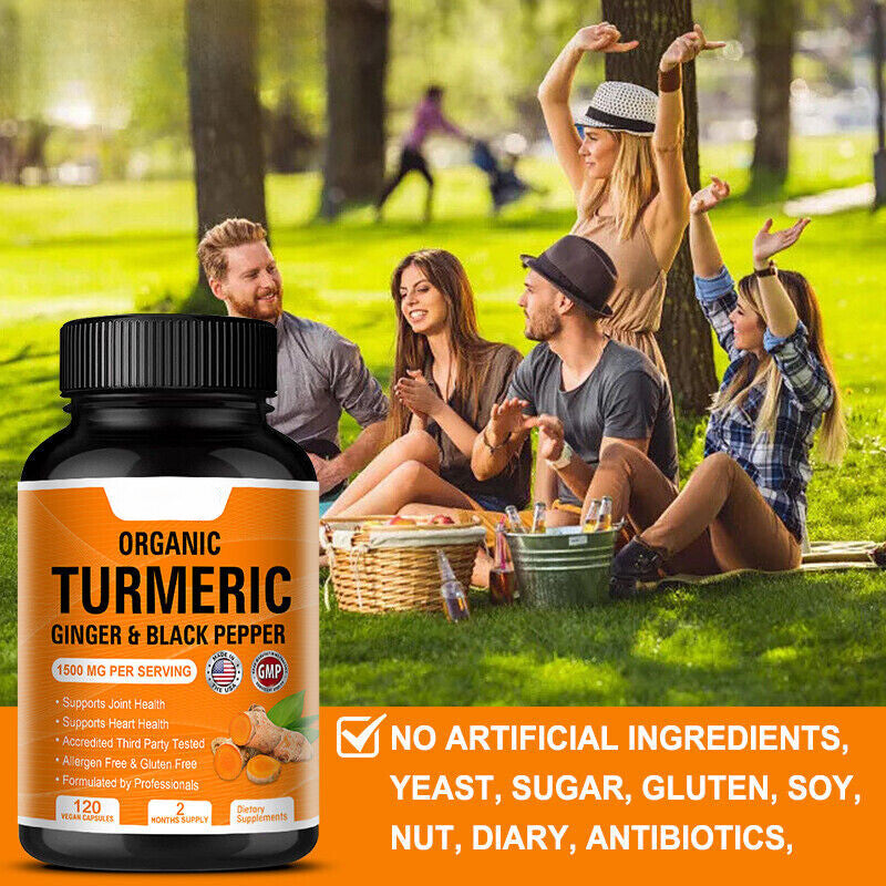 Turmeric Curcumin with Ginger & Black pepper 1500mg Triple Strength 120 Capsules