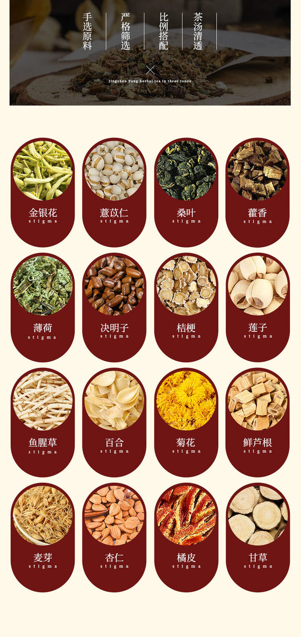 Herbal Tea with Huo Xiang and Honeysuckle in Paper Bags for Detox Tea Bags