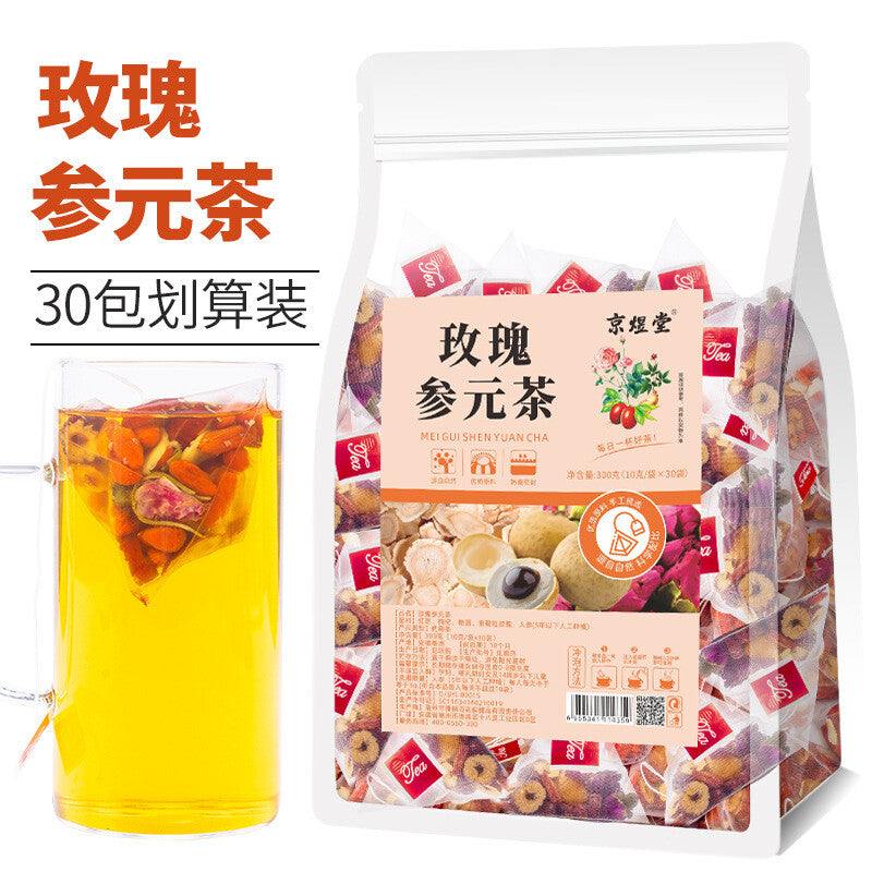 Rose Ginseng Herbal Tea 30 Bags Red Dates Goji Longan Health Support Blend