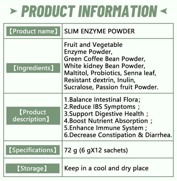 Enzyme Juice Weight Loss Fruit Juice Powder Diet Intermittent 6g*12bags