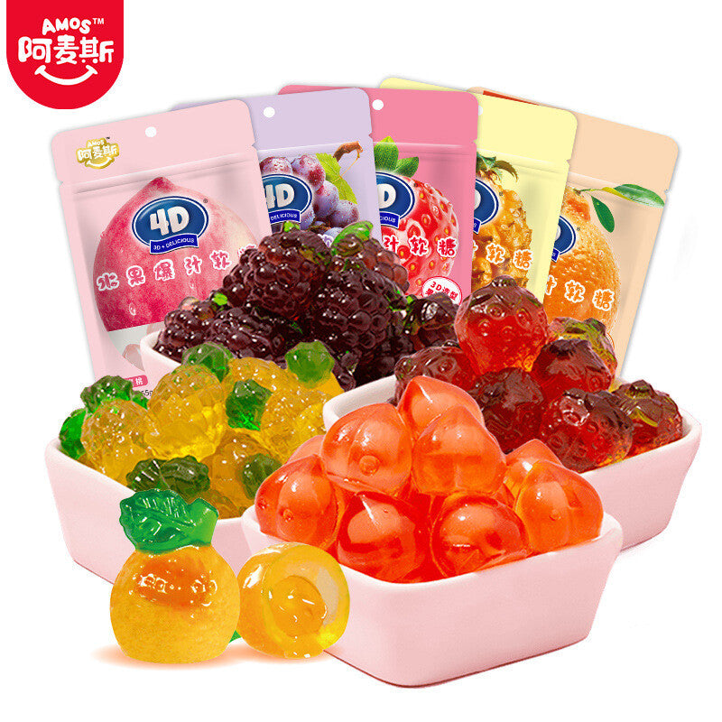 65g Creative Chewy Kids Snack  8 Packs 4D Fruit Juicy Gummy Candy with Filling Secondary image