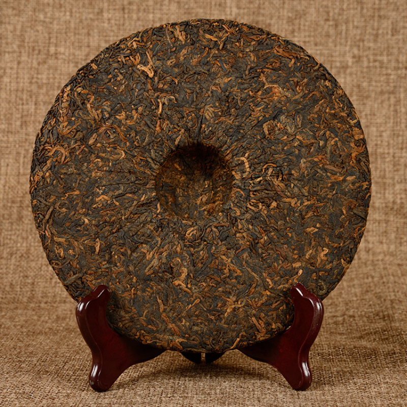 HelloYoung 357g Aged Puerh Ripe Tea Menghai Golden Bud Yunnan Seven Seed Cake Tea