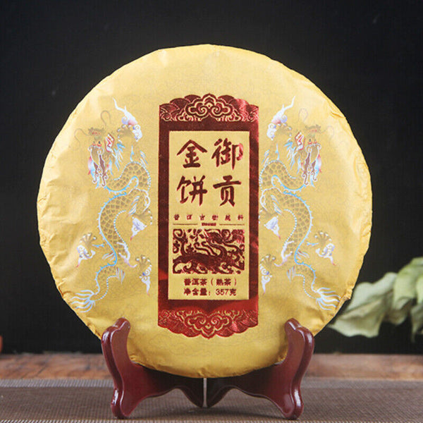 HelloYoung 357g Spring Handmade Tea Pu-Erh Ripe Tea Cake Organic Chinese Black Tea Puer Tea