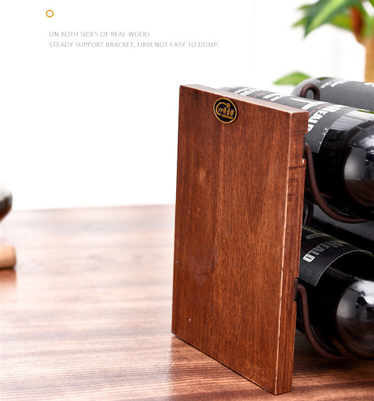 Solid Wood Double Layer Red Wine Rack Wrought Iron Decoration New Bottle Holder