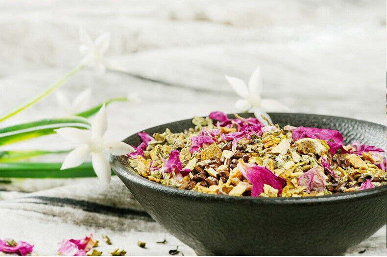 HelloYoung Cherry Blossom Rose Lotus Leaf Tea Herbal Tea Nutritious Health Tea 150g/5.29oz
