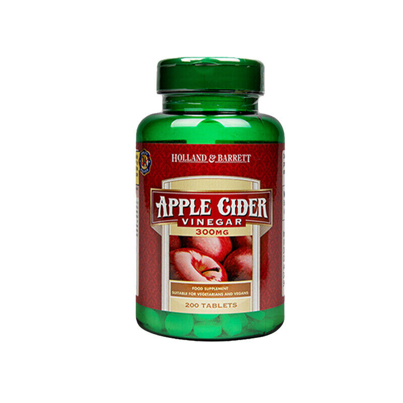 British HB Holand&Barrett Apple Vinegar Essence Tablets 200 Pills 300mg Main image