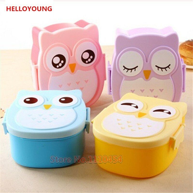 Children Portable Bento Box Cartoon Owl Lunch Meal Box Microwave Oven Tableware