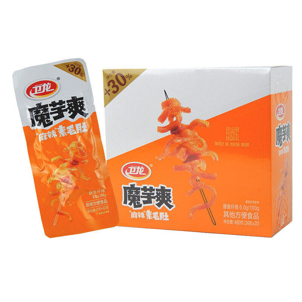Weilong Konjac Shuang Vegetarian Tripes Spicy Strips Snacks 卫龙魔芋爽素毛肚 15g*20 Bags