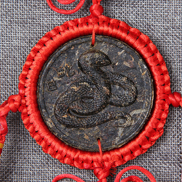 HelloYoung 12 Pcs Ripe Puerh Tea Zodiac Craft Pendant Decorative Gifts Organic China Yunnan