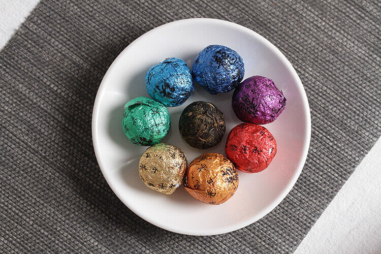 HelloYoung 21pcs Yunnan Pu'er Tea Colorful Dragon Pearl Handmade Dragon Pearl Pu'er Raw Tea