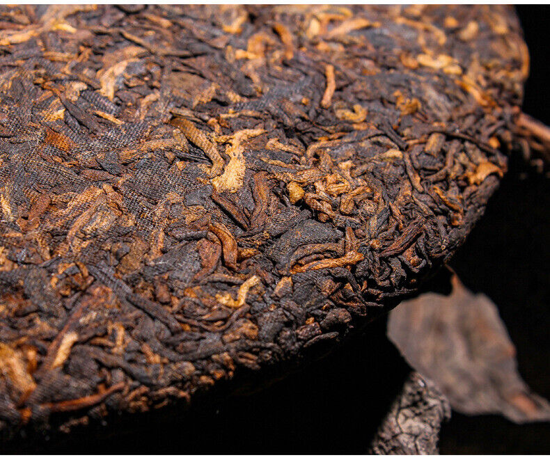 HelloYoung 357g Yunnan Pu'er Ripe Tea Cake Menghai Ancient Golden Bud Ripe Tea Cake Ripe Pu
