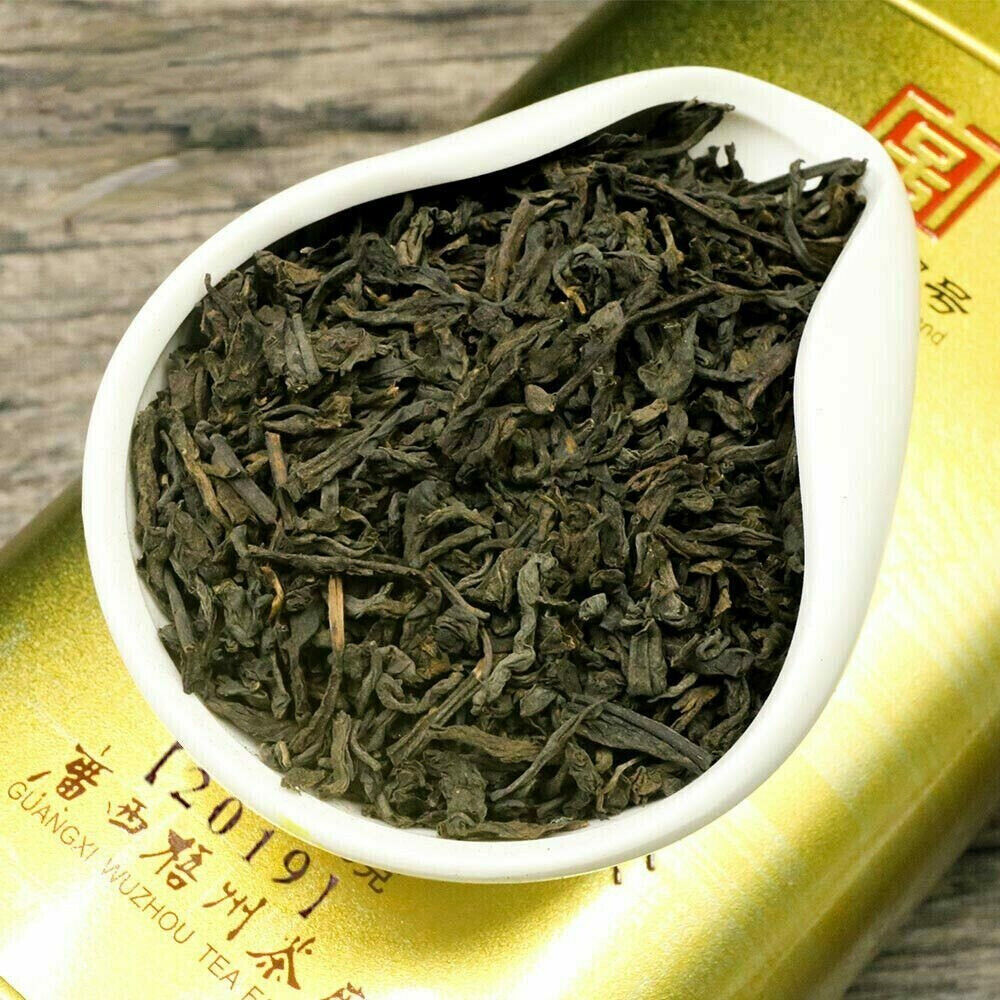 HelloYoung 200g Three Cranes Loose Dark Tea Guangxi Liubao Box Tea Hei Cha Golden Jar