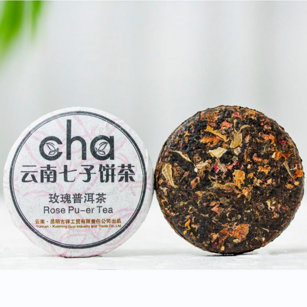 HelloYoung Rose Puerh Tea Iron Box Yunnan Seven Zi Cake Ripe Tea 200g/7.05oz