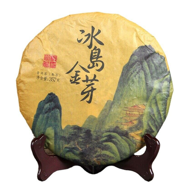 Premuim Cooked Pu'er Tea Top Iceland Golden Buds Old Pu-Erh Black Tea 357g