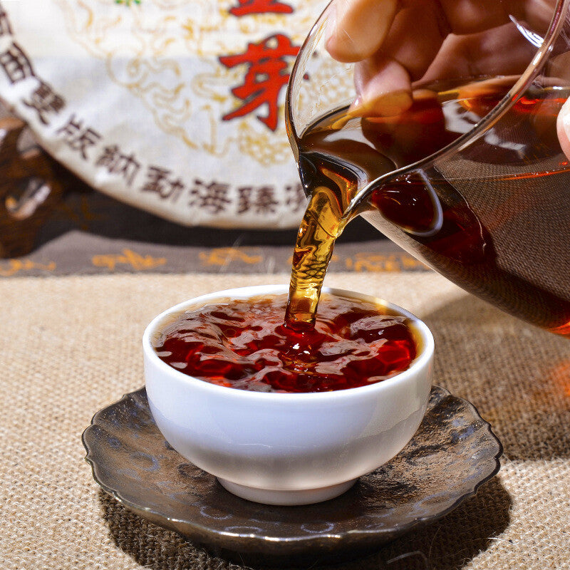 357g Pu'er Tea Cooked Tea Cake Tea Pu'er Tea Old Ban Zhang Jinya Cooked Tea Cake Main image