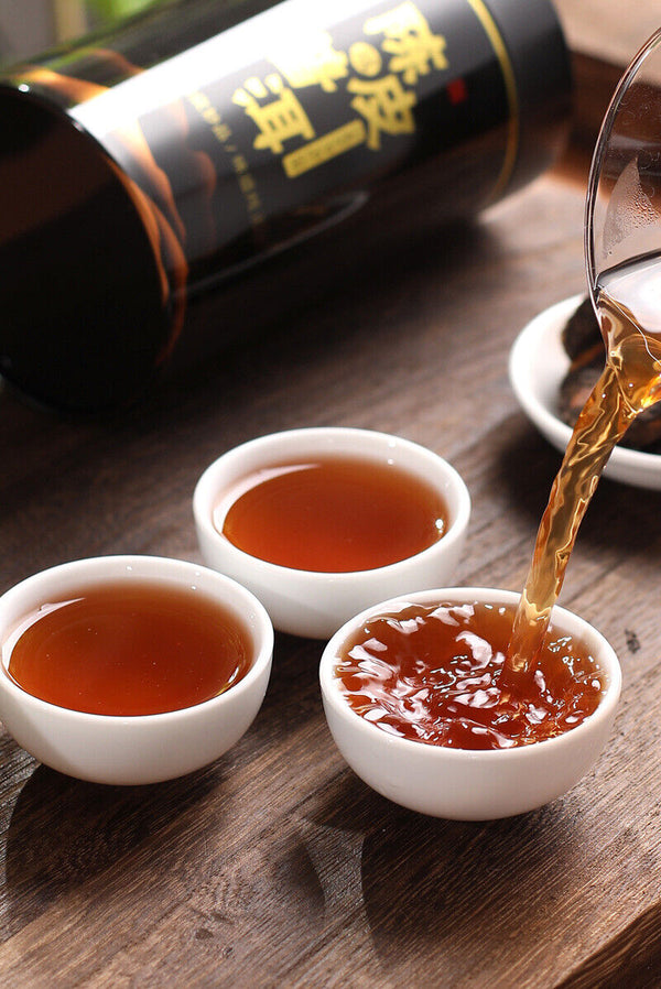 500g Chenpi Puerh Tea Menghai Puerh Ripe Small Tea Cake Aged Chenpi Tin Organic