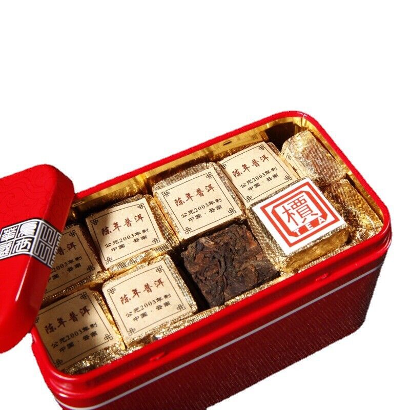 HelloYoung TeaPu'er Tea In Iron Box Health Black Tea 250g Top-Grade Pu-Erh Small Square Brick