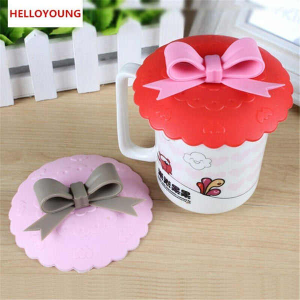 Lovely Bowknot Coffee Cup Anti-dust Silicone Cup Cover Silicone Seal Lid Cap