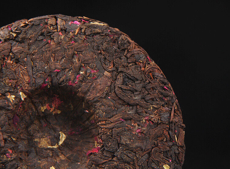 HelloYoung 100g Pu-erh Ripe Tea Rose Ripe Tea Cake 普洱茶熟茶玫瑰花普熟茶饼三级普洱+玫瑰花陈香花香茶饼