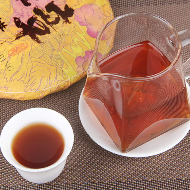 HelloYoung Puerh Ripe Tea Golden Bud Banzhang Puerh Tea Cake Ancient Ripe Tea 357g/12.59oz
