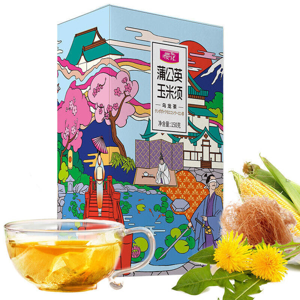 HelloYoung Cherry Blossom Dandelion Cornhusk Chrysanthemum Tea Herbal Tea Bags 150g/5.29oz