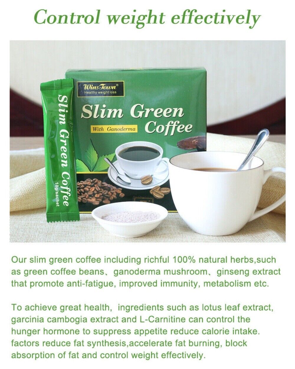 Natural Instant Weight Loss Ganoderma Coffee 10g*18 Pack Slimming Drink