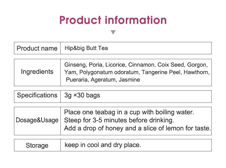 Hip big Butt tea Enhancement Buttock Firming Abundant Herbal tea 3g*30bags