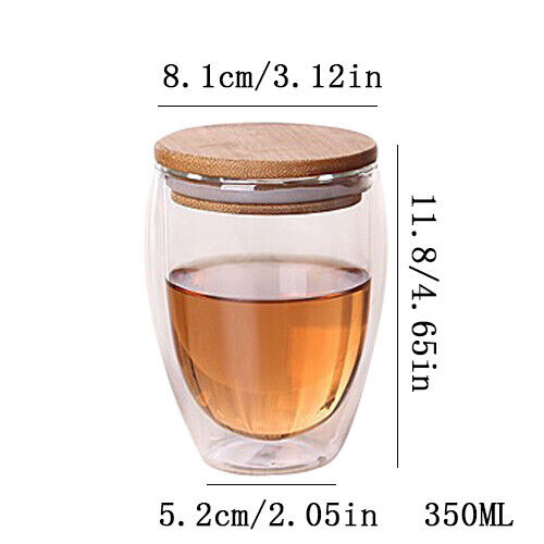 Tea Set Coffee Mugs Tea Cup Double Glass Cup Transparent Heat-resistant Wood Lid