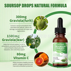 100% Natural Soursop Drops Vegetarian Supplement for Health Pure Extract 60ml